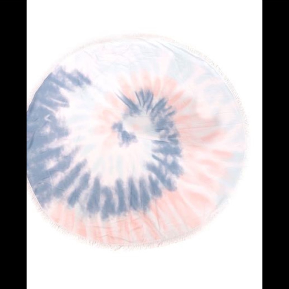 NWT Boho Justin & Taylor Large Round Tie Dye Fringed Beach Towel